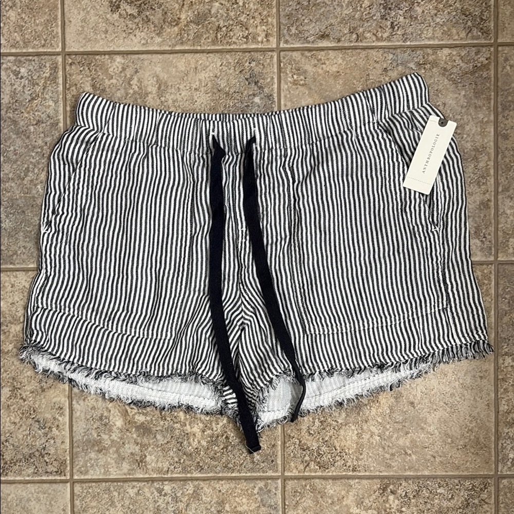 Anthropology Striped Grey and White Shorts